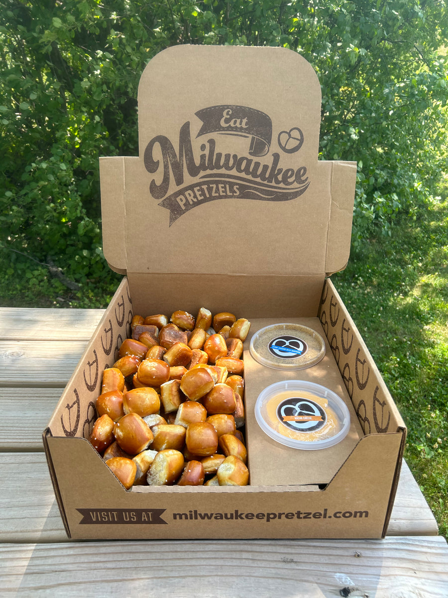 Catering Pick-Up At Milwaukee Pretzel Co.  - 100 Pretzel Bites and Dips Ready to Eat