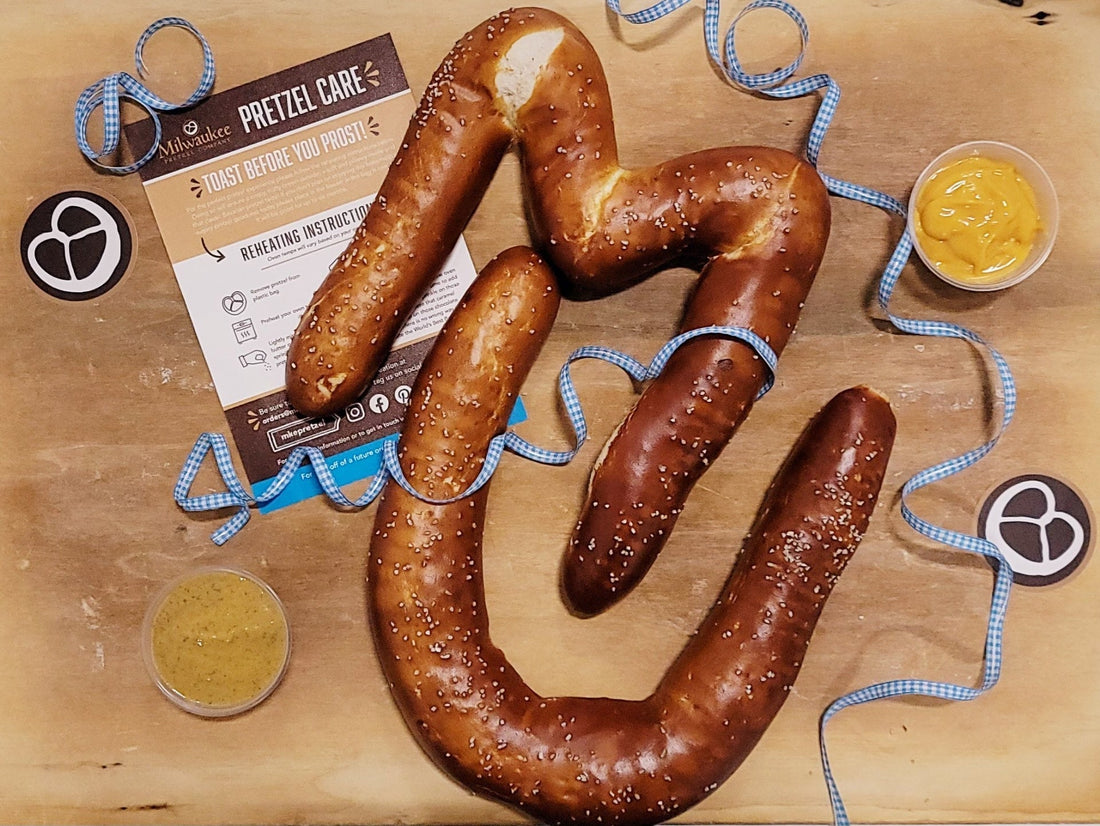 Large pretzel twists in the shape of "M" and "U"
