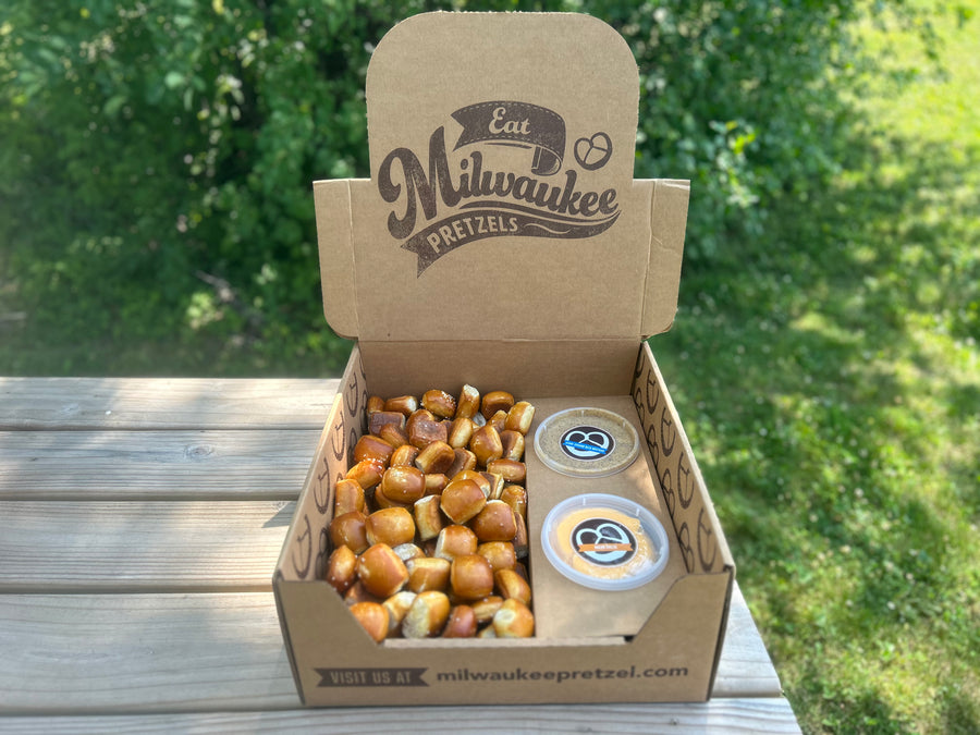 Catering Pick-Up At Milwaukee Pretzel Co.  - 100 Pretzel Bites and Dips Ready to Eat