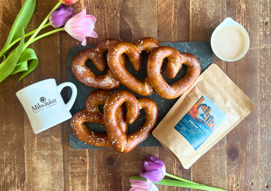 Mother's Day Heart Shaped Bavarian Soft Pretzel and Coffee Box
