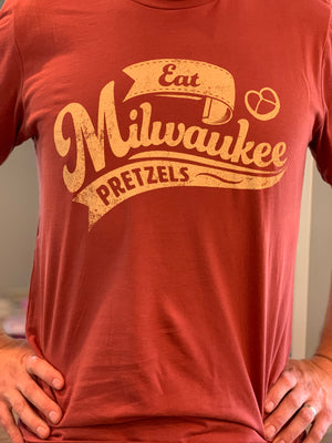 "Eat Milwaukee Pretzels" graphic t-shirt