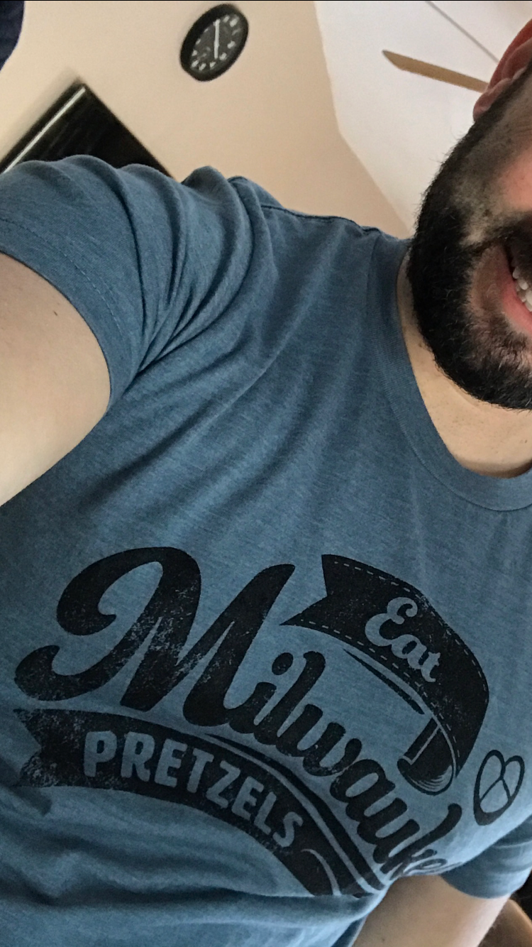 "Eat Milwaukee Pretzels" graphic t-shirt